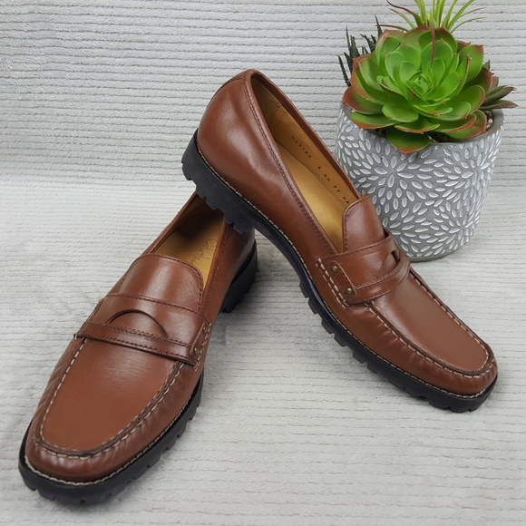 cole haan moc toe leather loafers